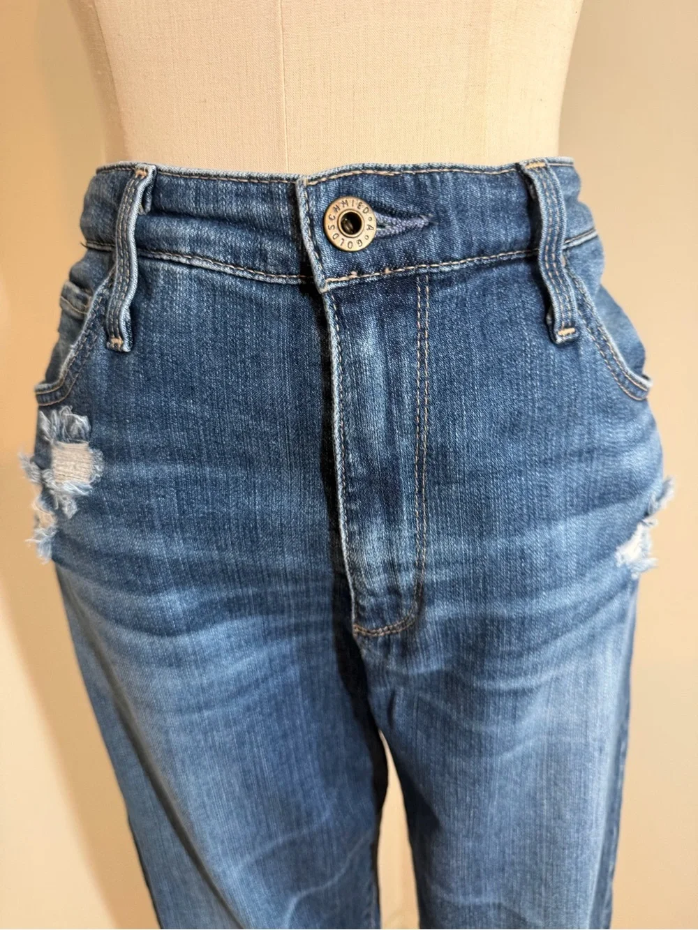 Adriano Goldschmidt AG The High Rise Stevie Ankle -SZ 30R- Blue Distressed Jeans
